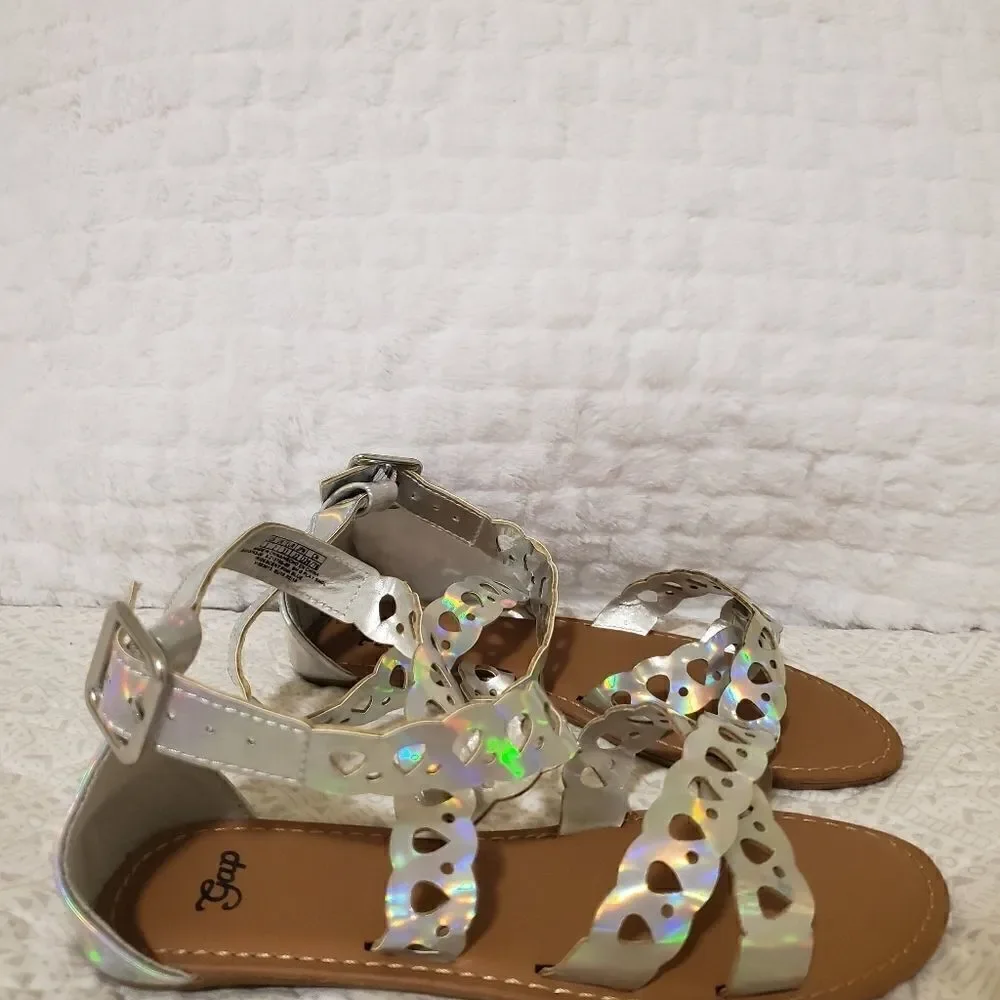 Gap Girls Sandals Size 2 Silver Iridescent Youth